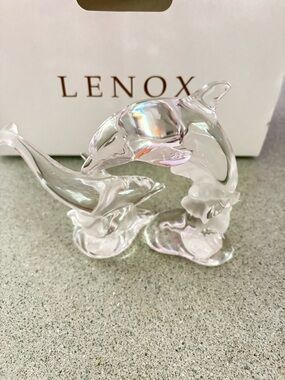 Vintage Lenox lead crystal Dolphin duet! Excellent condition in box!